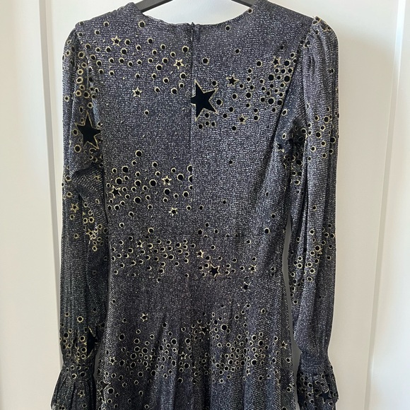 Zara- puff shoulder cocktail dress in dark grey/black mesh SIZE S - Picture 4 of 5